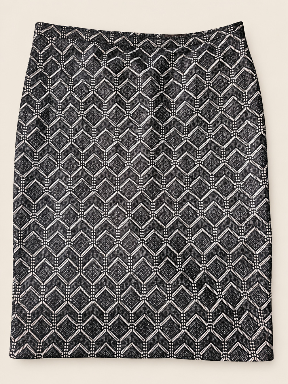 Vintage The Limited Size 8 Black Beige Geometric Pencil Skirt Textured Knit